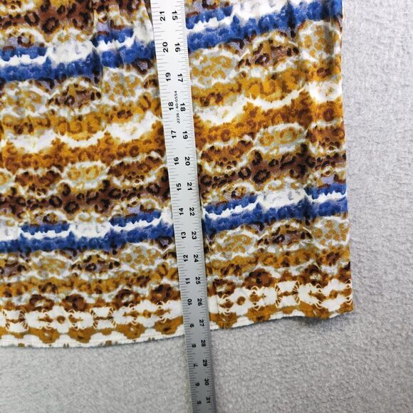 Fig Flower Top Womens 2X Brown Blue Striped Tie Dye Pintuck Rayon Boho Peasant - Picture 11 of 14